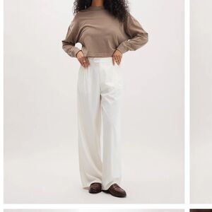 New Richer Poorer Sophia Wide Leg Trouser Cream Pants Suit Modal Twill Women’s